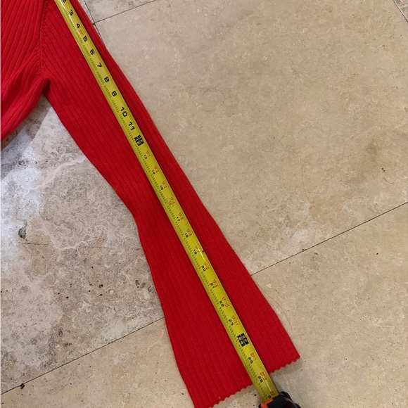 Commense Golden Button Split Knit Top Red - Picture 5 of 7